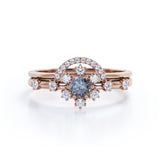 Snowflake 0.95 Ct Round Salt and Pepper Diamond Bridal Set