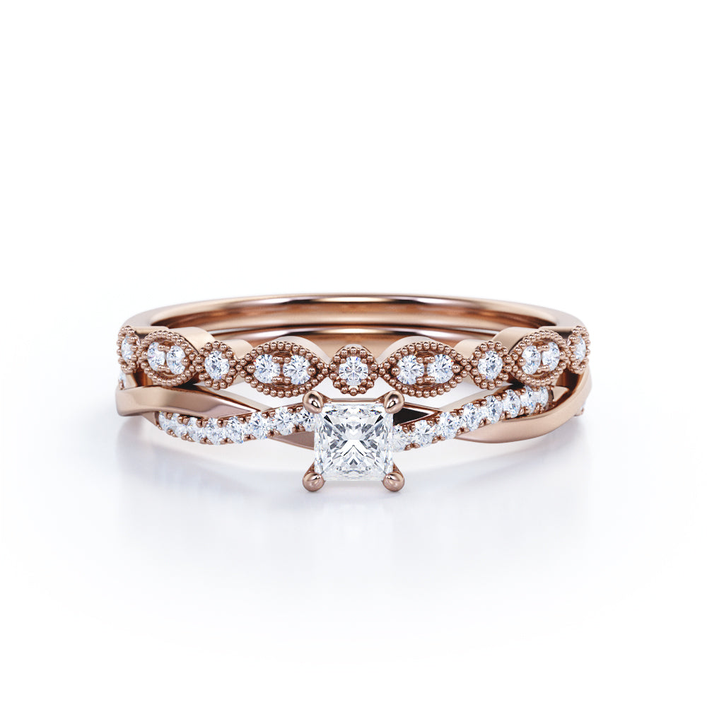 0.50 Ct Princess Cut Diamond Infinity Bridal Set