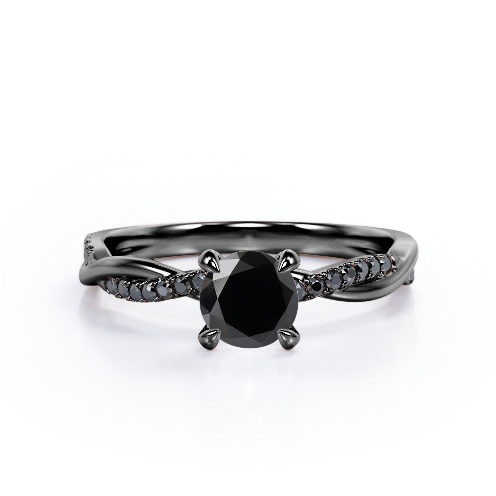 1.25 ct Round Lab Black Diamond Infinity Twisted Engagement Ring