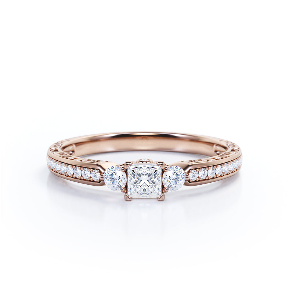 1 Ct Princess Cut Diamond Channel Engagement Ring