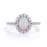 1.75 Ct Oval Cut Lab Created Opal Halo Engagement Ring