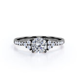 Classic 7 Stone Cluster 1 CT TDW Round Cut Diamond Engagement Ring for Her in Rose Gold