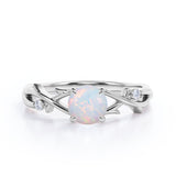Floral 1.05 Ct Round Cut Lab Created Opal Engagement Ring