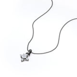 Star Prong Set 1.15 Carat Round Cut Certified Moissanite and Diamond Dainty Pendant Necklace in Black Gold