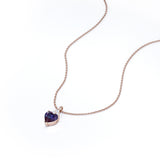 Delicate 1.05 Carat Heart Shaped Lab Created Alexandrite and Diamond Three Prong Pendant Necklace In White Gold For Her