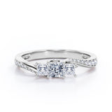 Certified Three Stone 0.50 Ct Princess Lab Diamond Engagement Ring