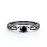 1.2 Carat Round Cut Lab Grown Black Diamond 3 Stone Engagement Ring In White Gold