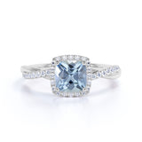 1.25 ct Cushion Aquamarine Infinity Halo Engagement Ring
