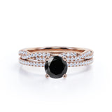 1.50 ct Round Lab Black Diamond Infinity Pave Bridal Set