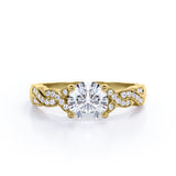 1.50 Carat Round Cut Moissanite And Diamond Solitaire Engagement Ring In White Gold