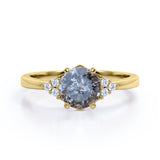 Seven Stone 0.60 Ct Round Salt and Pepper Diamond Engagement Ring