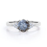 Seven Stone 0.60 Ct Round Salt and Pepper Diamond Engagement Ring