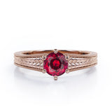 Vintage Bowtie Filigree 1 carat Round Lab Ruby Solitaire Engagement Ring in White Gold