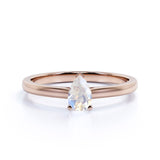 1 Carat Pear Shaped Moonstone Wedding Ring in Rose Gold - Blue Moonstone Ring