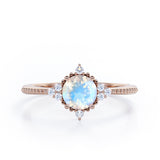 Milgrain 0.5 ct Round Moonstone Engagement Ring
