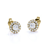 Bezel French Pave 0.43 CT TDW Round Certified Lab Diamond Double Prong Stud Earrings in White Gold
