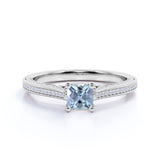 Vintage Style 1.50 Carat Cushion Cut Aquamarine Solitaire Engagement Ring in White Gold