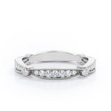 Milgrain Pave 0.15 TCW Round Cut Stackable Ring