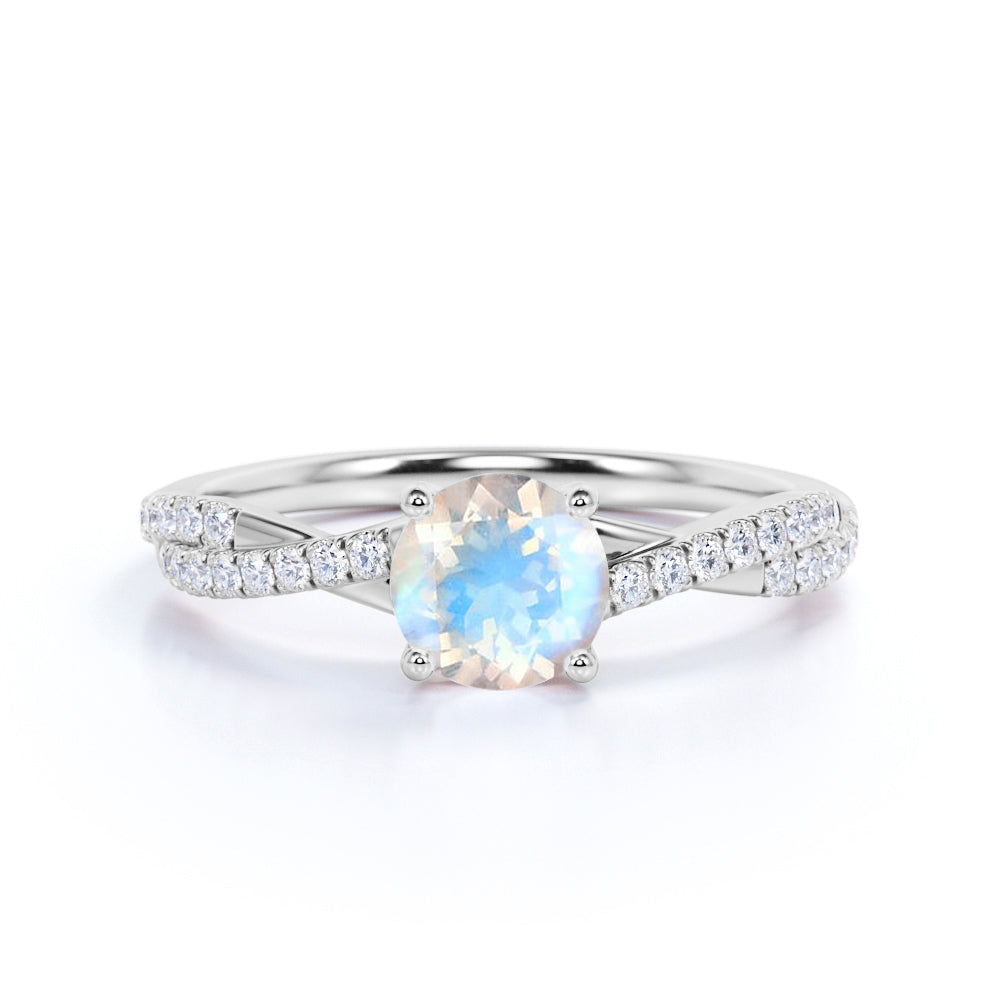 1.1 ct Round Moonstone Infinity Engagement Ring