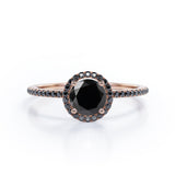 1.5 ct Round Lab Black Diamond 4-Prong Halo Engagement Ring
