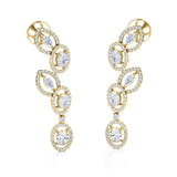 Floral 1.35 Carat Round Cut White Sapphire And Diamond Pave Set Drop Earrings In Rose Gold