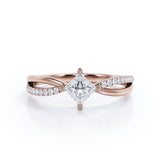 Twisted 0.50 Carat Princess Cut Diamond Four Prong Infinity Style Engagement Ring In White Gold