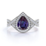 Infinity 1.50 Ct Pear Lab Alexandrite Engagement Ring