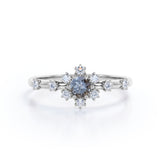 Snowflake 0.58 Ct Round Salt and Pepper Diamond Promise Ring