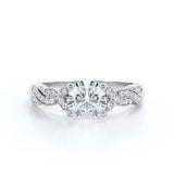 1.50 Carat Round Cut Moissanite And Diamond Solitaire Engagement Ring In White Gold