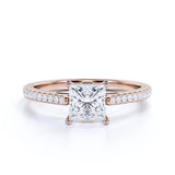1 Ct Princess Cut Diamond Pave Engagement Ring