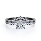 Cherished  0.7 carat Heart Moissanite and Diamond Bridal Ring Set in Rose Gold