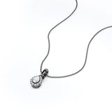 1.10 Carat Bezel Set Pear Shape Certified Moissanite and Diamond Scallop Setting Stud Pendant Necklace in Rose Gold