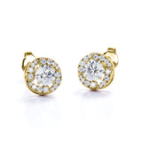 Twisted Scallop 0.43 CT TDW Round Certified Lab Diamond Claw Set Stud Earrings in Rose Gold