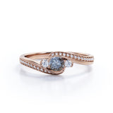 Bypass 1 Ct Round Salt and Pepper Diamond Engagement Ring