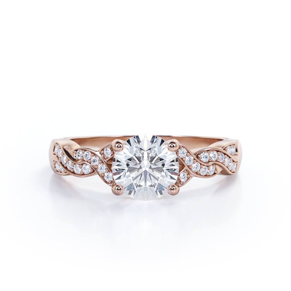 1.50 Carat Round Cut Moissanite And Diamond Solitaire Engagement Ring In White Gold