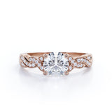 1.50 Carat Round Cut Moissanite And Diamond Solitaire Engagement Ring In White Gold