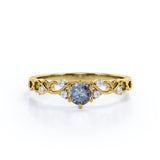 Leaf 0.60 Ct Round Salt and Pepper Diamond Engagement Ring