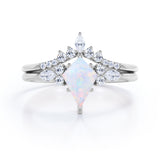 Crown 1.25 Ct Kite Cut Lab Created Opal Bridal Set