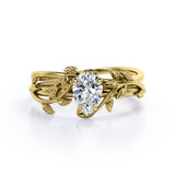 1 Carat Pear Cut Moissanite Nature Inspired Bridal Set