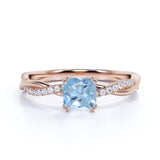 1.25 ct Cushion Aquamarine Infinity Engagement Ring