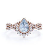 1.75 ct Teardrop Aquamarine Antique Infinity Engagement Ring