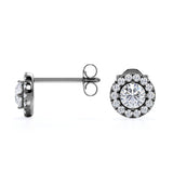 Halo 0.60 CT TDW Round  White Certified Lab Diamond Antique Stud Earrings in White Gold