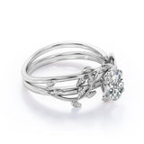 1 Carat Oval Cut Moissanite  Butterfly Style Wedding Ring Set In White Gold