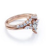 Sparkle 0.7 carat Kite Moissanite and Diamond Classic Bridal Set in Black Gold