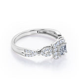 0.5 TCW Princess Cut Diamond - Triple Halo Design - Split Shank Pave Engagement Ring - 10K Black Gold