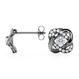 Flower Knot 0.43 CT TDW Round Certified Lab Diamond Twisted French Pave Stud Earrings in Yellow Gold