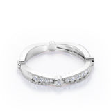 Milgrain Pave 0.15 TCW Round Cut Stackable Ring