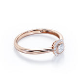 0.50 Ct Princess Cut Diamond Halo Engagement Ring