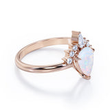 1.25 Ct Pear Cut Lab Created Opal Tiara Engagement Ring