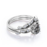 Milgrain 0.75 Ct Round Salt and Pepper Diamond Bridal Set